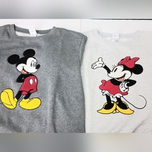 Mickey & Minnie Mouse Sweatshirts Women's Size XXL Gray Set Of 2 Crew Neck
